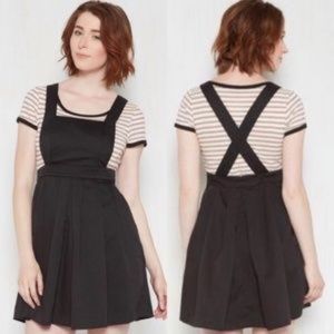 Modcloth Sunny Girl Black Pinafore Jumper Sz S